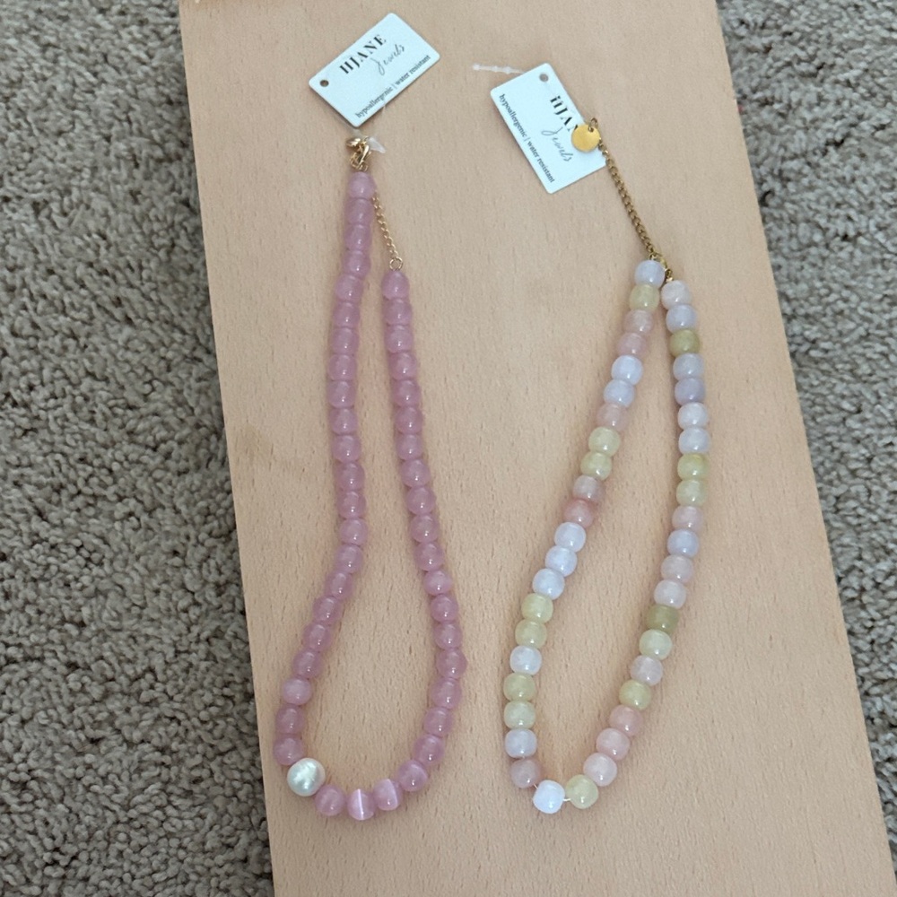 Elegant Pink and Pastel Beaded Necklace Set